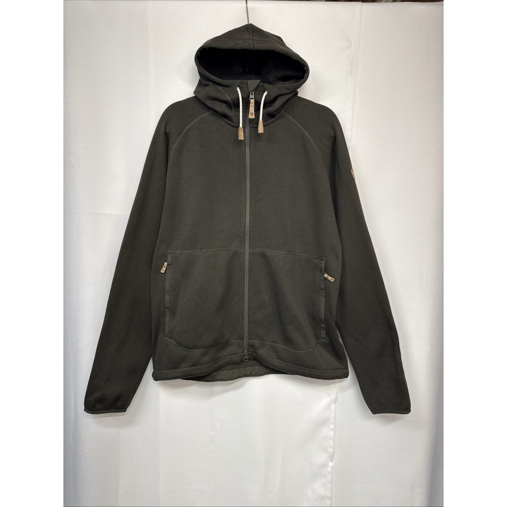 Fjallraven Ovik Fleece Zip Hoodie Jacket Men's Sz L Green Khaki Outdoor Hiking